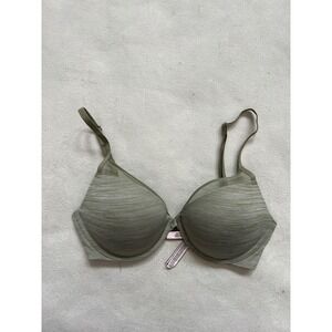 Victorias Secret Padded Plunge Bra 34DD Olive Green Space Dye